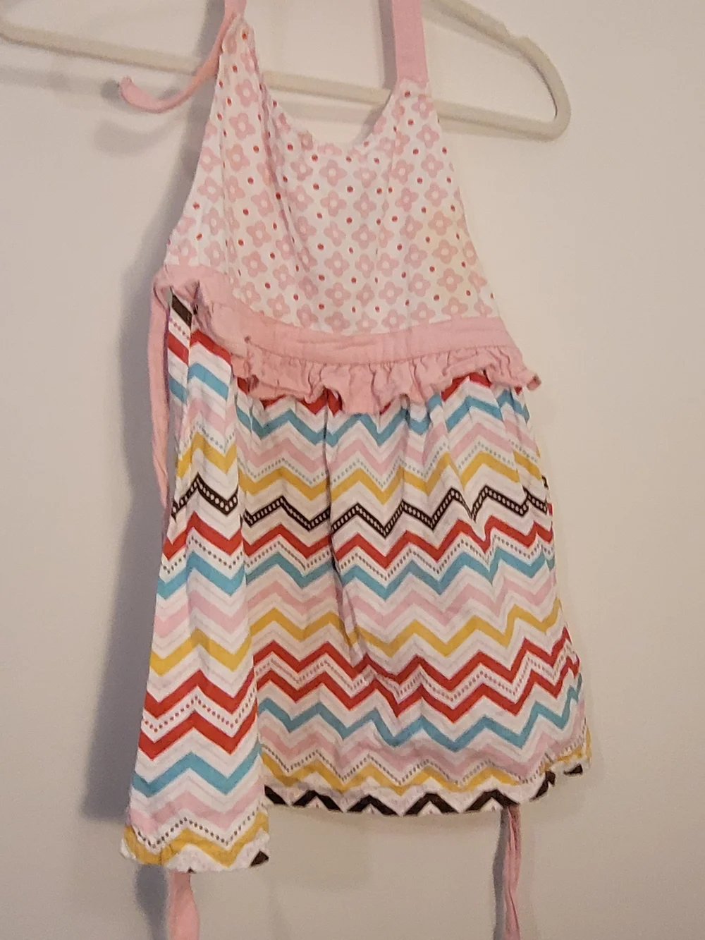 Kids Pink Chevron Apron with Matching Chef Hat